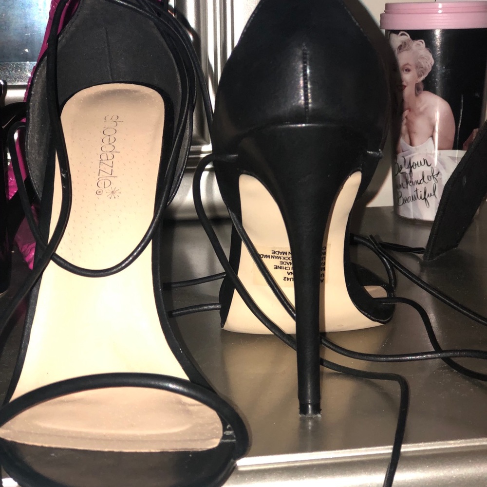 Black lace up heels